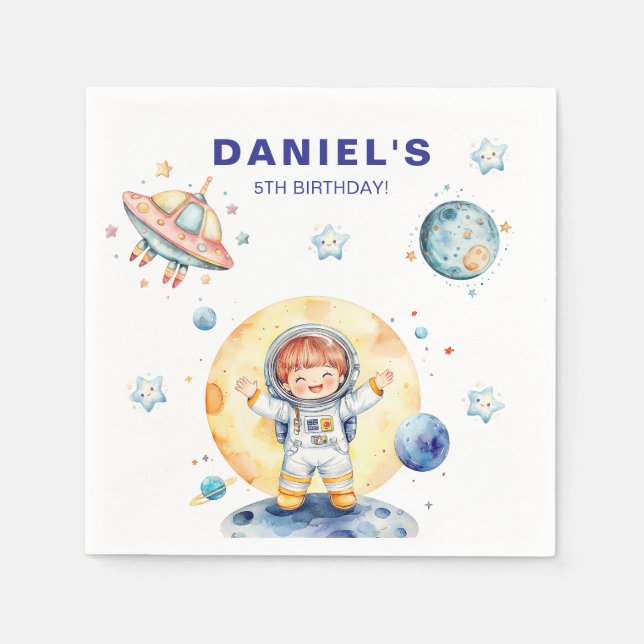 Serviette En Papier Astronaut Space-Themed Custom Birthday Party (Devant)