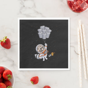 Serviette En Papier Astronaute animal drôle Raton laveur Lune poubelle