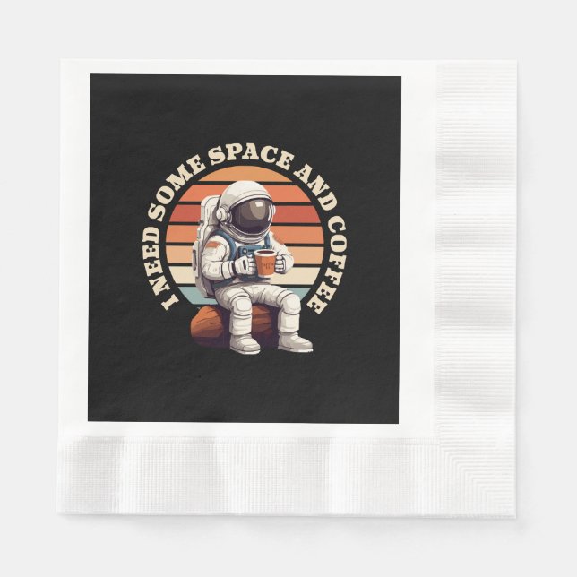 Serviette En Papier Astronaute buvant du café (Devant)