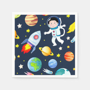 Serviette En Papier Astronaute dans l'espace Planètes et Fusées Motif