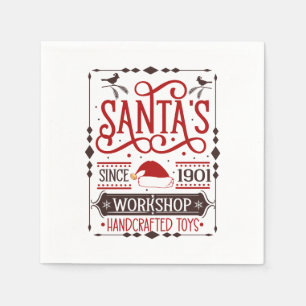 Serviette En Papier Atelier de Père Noël de Noël festif