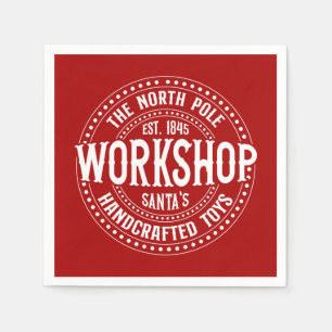Serviette En Papier Atelier de Père Noël de Noël festif