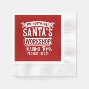 Serviette En Papier Atelier de Père Noël de Noël festif