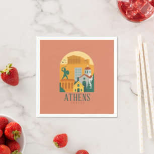Serviette En Papier Athènes vintage Grèce Travel Napkins - Parthénon