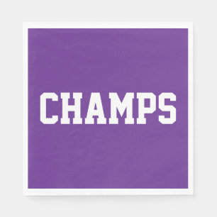 Serviette En Papier Athlétique Sportif Royal Violet CHAMPS Texte Blanc