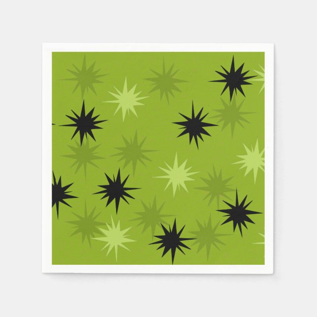 Serviette En Papier Atomique Green Starbursts Papier Cocktail Napkins (Devant)