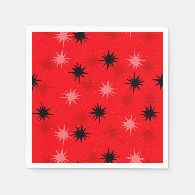 Serviette En Papier Atomique Red Starbursts Papier Cocktail Napkins (Devant)