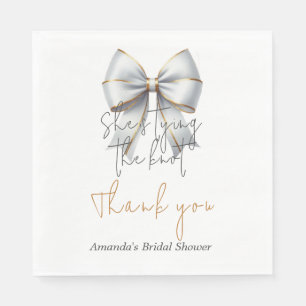 Serviette En Papier Attacher le Nœud Doré Blanc Lavande Mariage