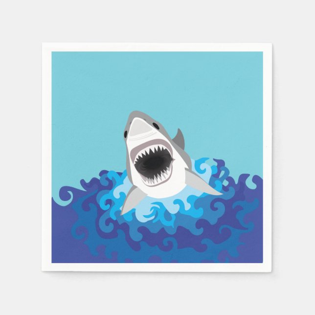 Serviette En Papier Attaque de requin - Grand requin blanc (Devant)