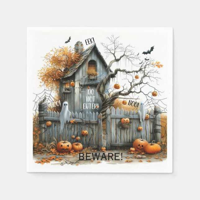 Serviette En Papier Attention & Boo - The Haunted Gatehouse (Devant)