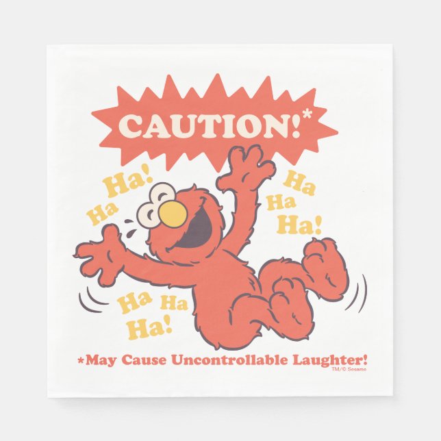Serviette En Papier Attention Elmo qui rit à l'approche (Devant)