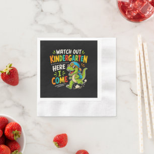 Serviette En Papier Attention maternelle j'arrive Dino