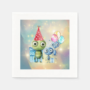 Serviette En Papier Attention serviettes d'anniversaire intergalactiqu