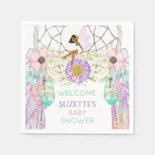 Serviette En Papier Attrape-rêve ethnique fée plume lavande rose