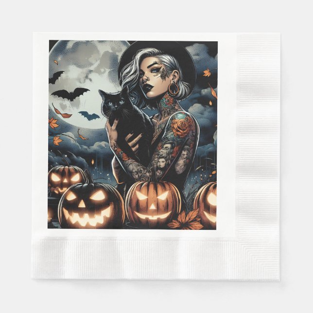 Serviette En Papier Attraper une chambre | Sorcière à thème Halloween  (Devant)