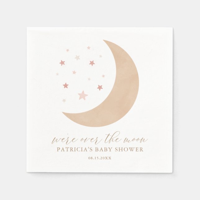 Serviette En Papier Au-dessus du Baby shower de la fille rose lune (Devant)