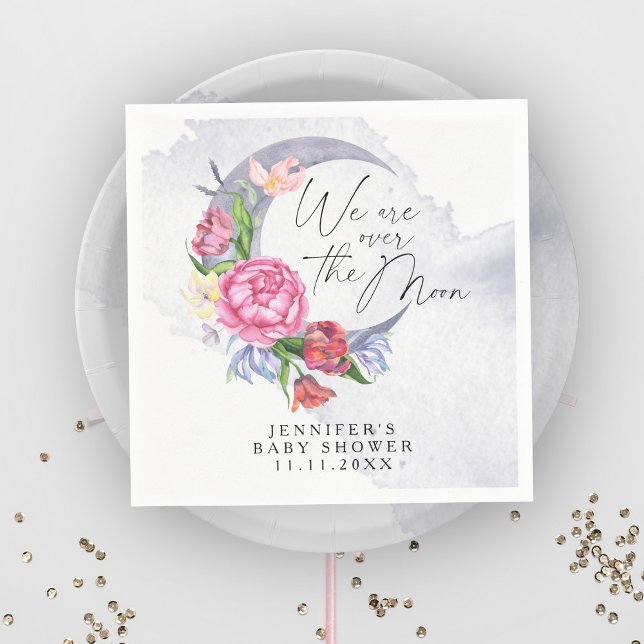 Serviette En Papier Au-dessus du baby shower des fleurs de lune (Créateur téléchargé)