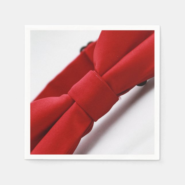 Serviette en papier au noeud papillon rouge élégan (Devant)