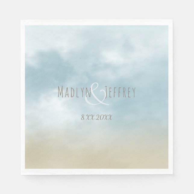 Serviette En Papier Au surf océanique de la plage mariage (Devant)