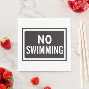 Serviette En Papier Aucun signe de natation Gras Noir et Blanc Avertis