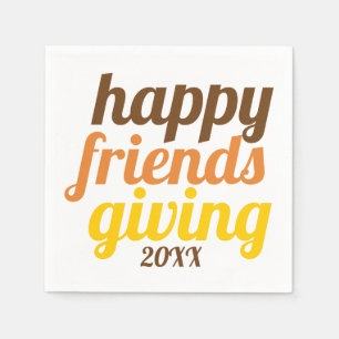 Serviette En Papier Audacieuse typographie Happy Friendsgiving automne
