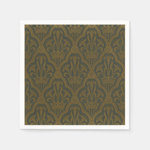Serviette En Papier Audsley Or vintage lily couronne vert damas art