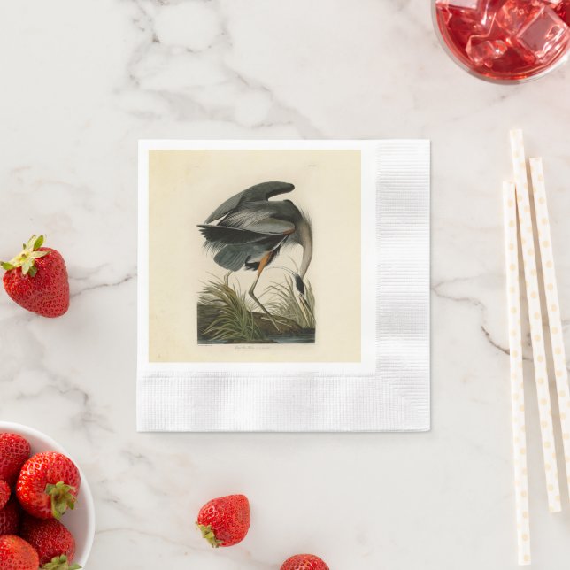 Serviette En Papier Audubon Great Blue Heron Marsh Bird (En situation)