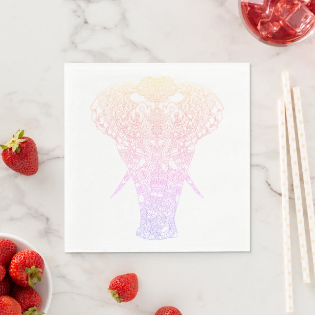 Serviette En Papier Aura Elephant Napkin (En situation)