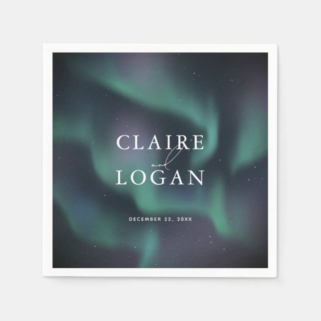 Serviette En Papier Aurora Northern Lights Wedding (Devant)