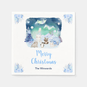 Serviette En Papier Aurores boréales Animaux arctiques Joyeux Noël