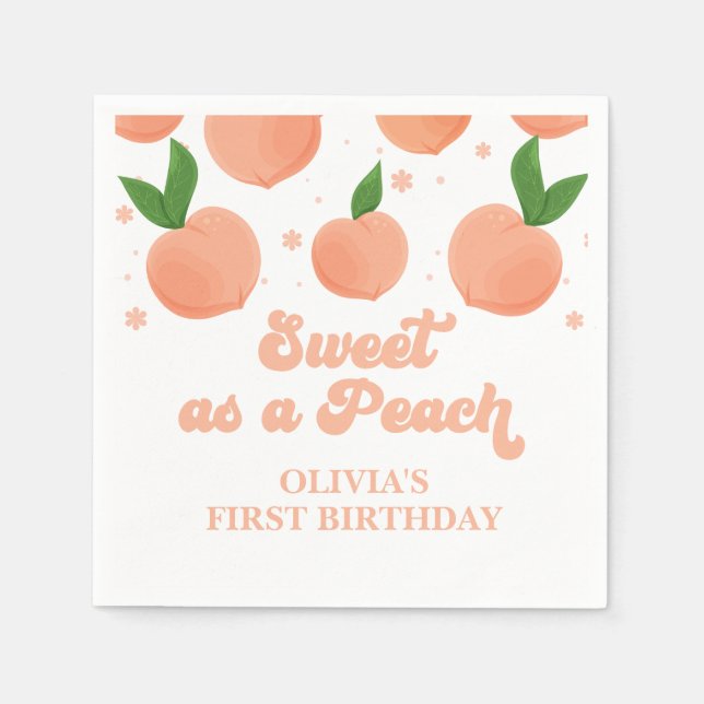 Serviette En Papier Aussi doux que des napperons d'anniversaire de pêc (Devant)
