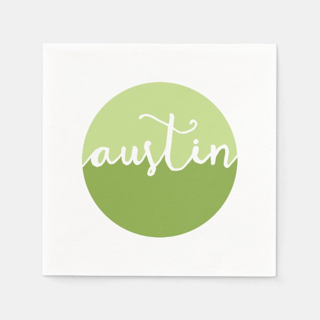 Serviette En Papier Austin, Texas | Cercle Ombre Vert (Devant)