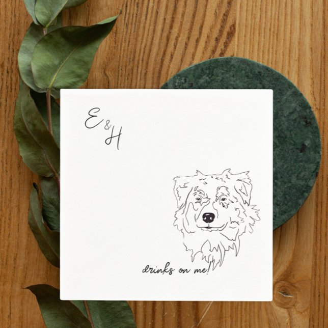 Serviette En Papier Australian Shepherd Chien Mariage Cocktail Serviet (Créateur téléchargé)