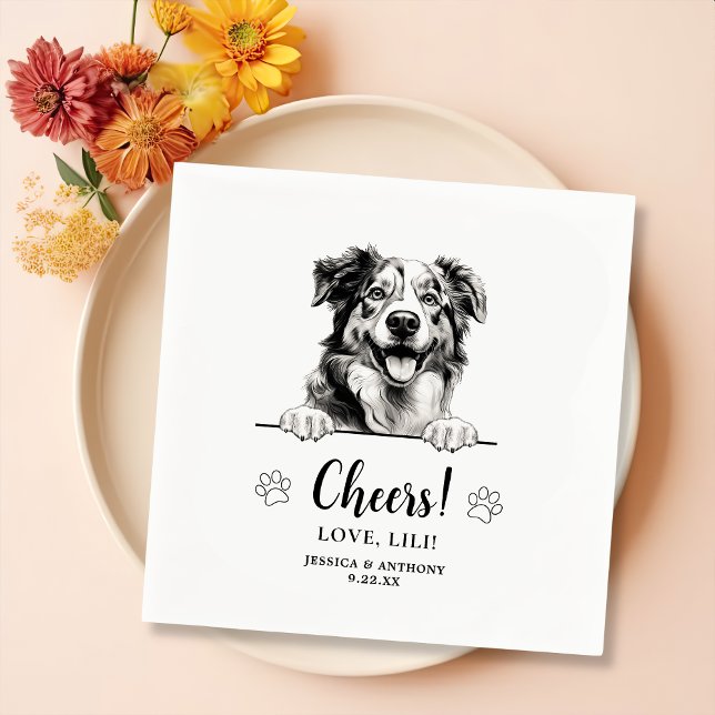 Serviette En Papier Australian Shepherd Dessin Cheval Personnalisé (Créateur téléchargé)