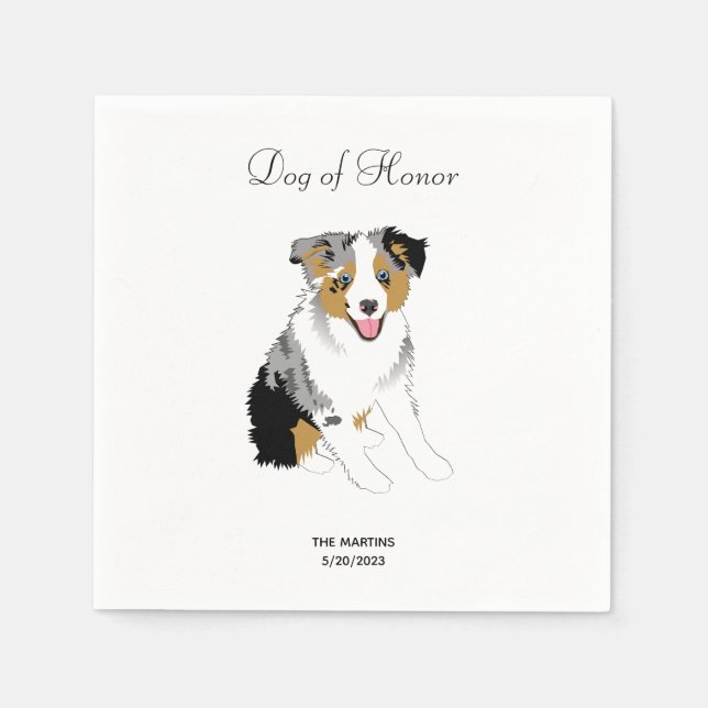 Serviette En Papier Australian Shepherd Mariage Cocktail serviettes (Devant)