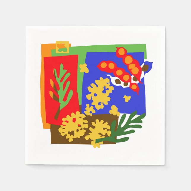 Serviette En Papier Australie - Golden WATTLE & graines pots (Devant)