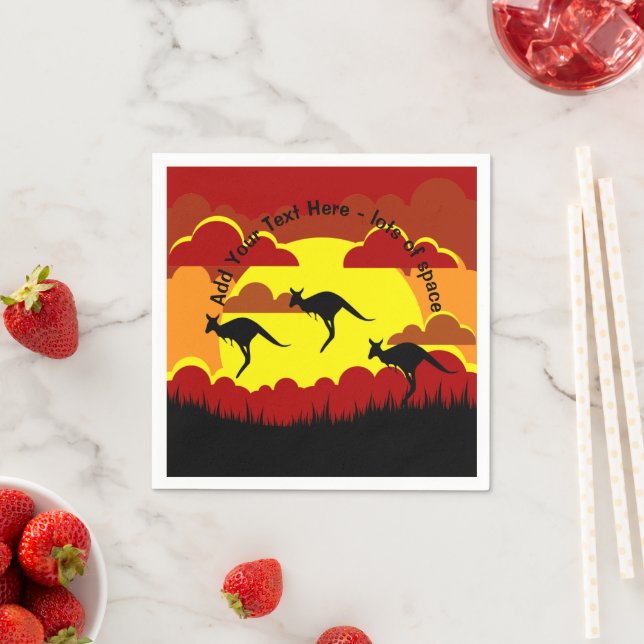 Serviette En Papier Australie Kangaroo Red Black Yellow Serviette (En situation)