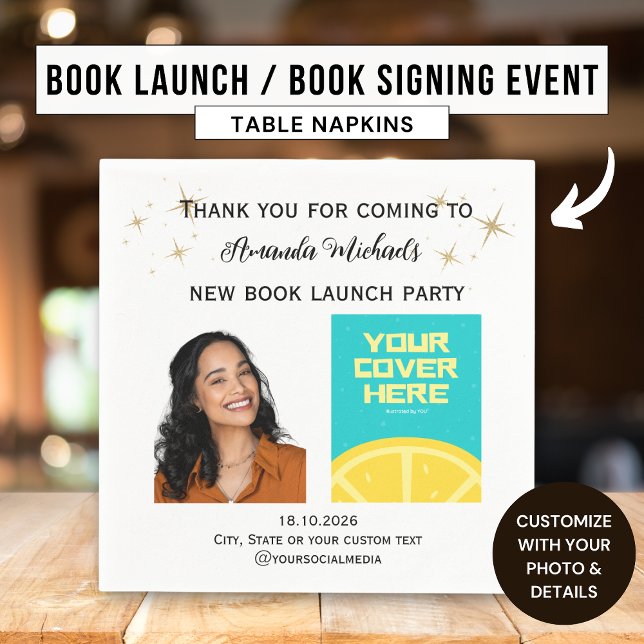 Serviette En Papier Auteur Écrivain Lancement de livre Soirée de bienv (Créateur téléchargé)