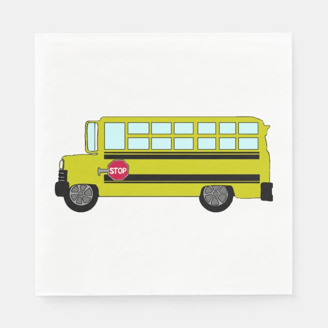 Serviette En Papier Autobus scolaire jaune avec panneau d'arrêt (Devant)