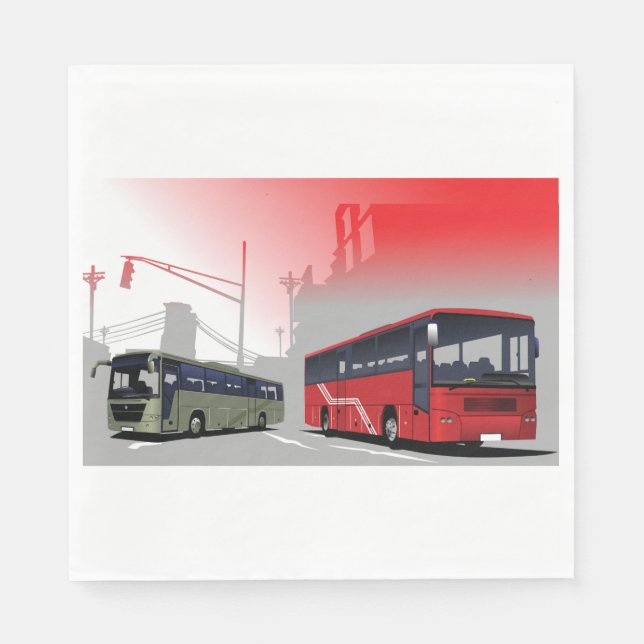 Serviette En Papier Autobus urbains Red Green Coaches sur Urban Street (Devant)