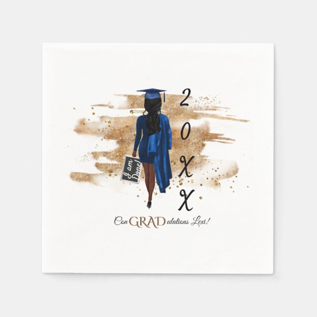 Serviette En Papier Autocollant rond afro-américain pour graduation se (Devant)