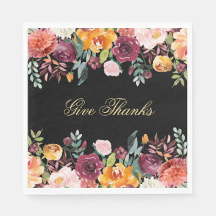 Serviette En Papier Automne Aquarelle Botanique Donner Merci