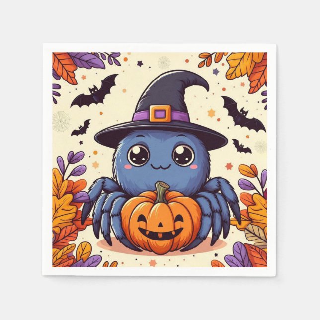 Serviette En Papier Automne/araignée/sorcière/halloween (Devant)