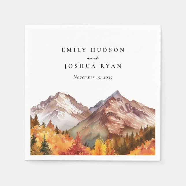 Serviette En Papier Automne Automne Mariage élégant (Devant)