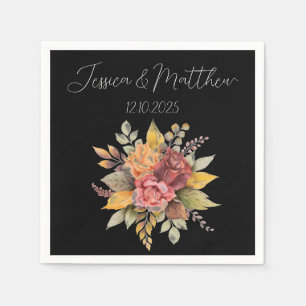 Serviette En Papier Automne Automne Noir Russe Mariage aquarelle