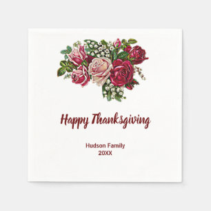 Serviette En Papier Automne Automne Russe Maroon Roses Thanksgiving