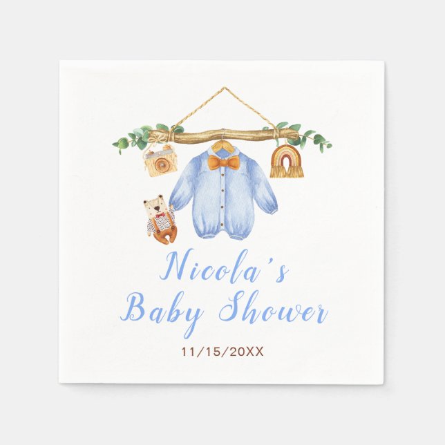 Serviette En Papier Automne Automne Vêtements Ligne Baby shower garçon (Devant)