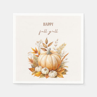 Serviette En Papier Automne Boho Aquarelle Citrouille Bonne Automne Y'