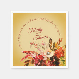 Serviette En Papier Automne Botanique Golden Heureux Jamais Après Mari