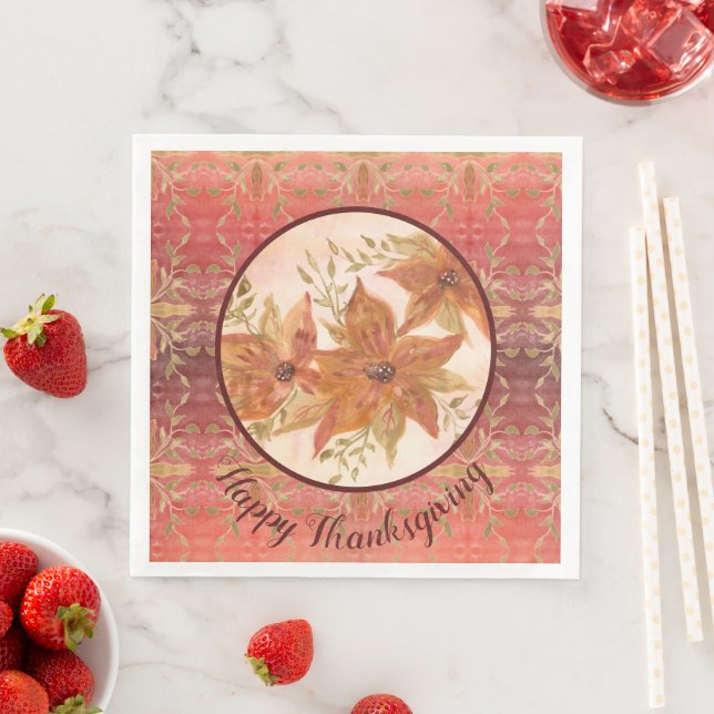 Serviette En Papier Automne Brown Et Orange (En situation)